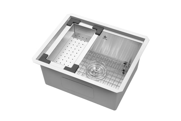 Workstation Ledge Undermount Single Bowl 304 Stainless Steel Kitchen Sink  (23 x 19)