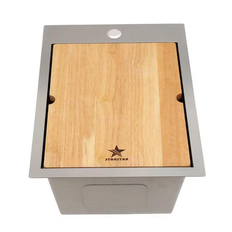 STARSTAR Workstation Ledge Topmount/Drop-in Single Bowl 304 Stainless Steel Kitchen/Yard/Bar/Laundry/Office Sink, With Grid, Cutting Board, Strainer