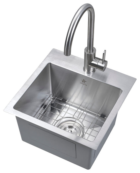 Starstar 15" Drop-In Stainless Steel Single-Bowl Kitchen/Bar Sink