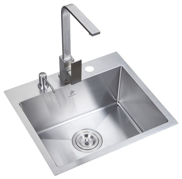 19" Top Mount Drop-In Stainless Steel Single Bowl Kitchen Sink