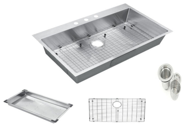 33" Top-Mount Drop-In Stainless Steel Single Bowl Kitchen Sink