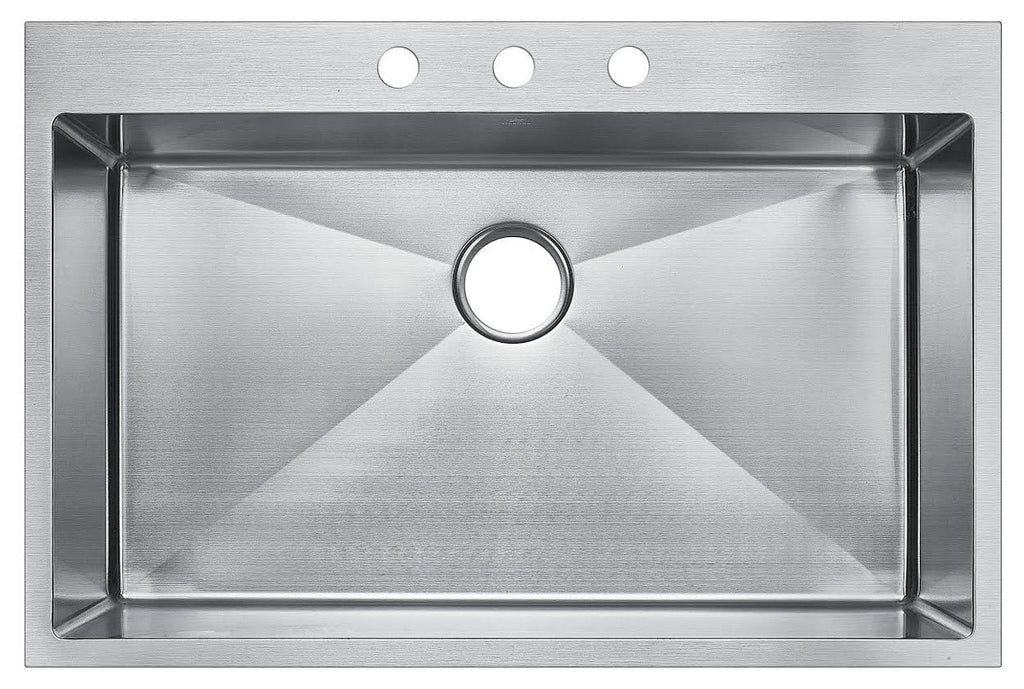 Top Mount Drop-In 304 Stainless Steel Single Bowl Kitchen Sink, 36"x22"x9"