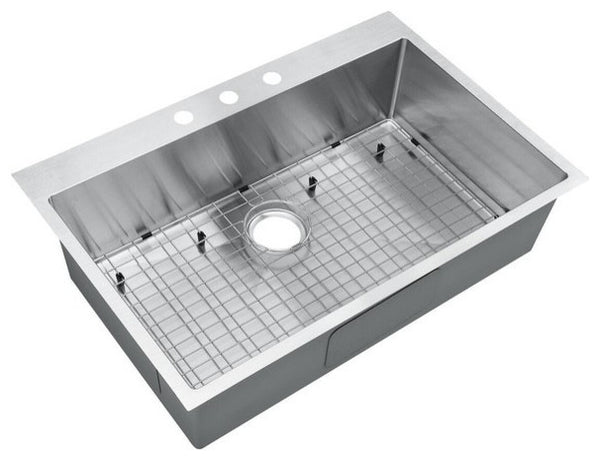 Top Mount Drop-In 304 Stainless Steel Single Bowl Kitchen Sink, 36"x22"x9"