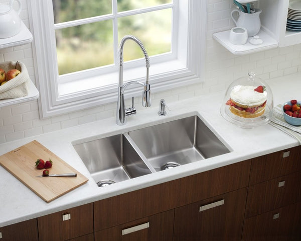 40/60 Double Bowl Undermount Stainless Steel Kitchen Sink 32.75"x 19"