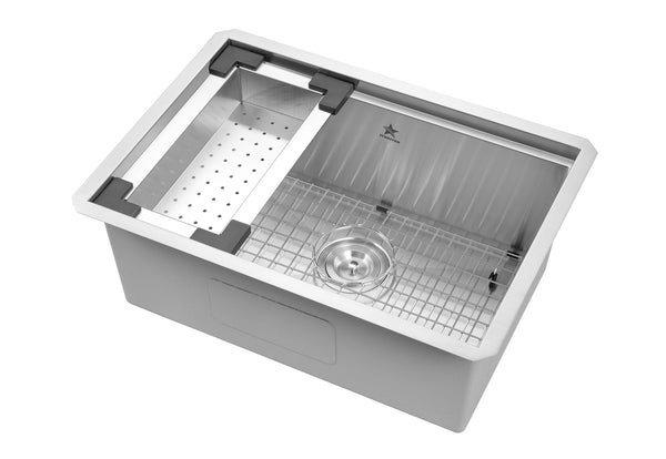 Workstation Ledge Undermount Single Bowl 304 Stainless Steel Kitchen Sink  (28 x 19)
