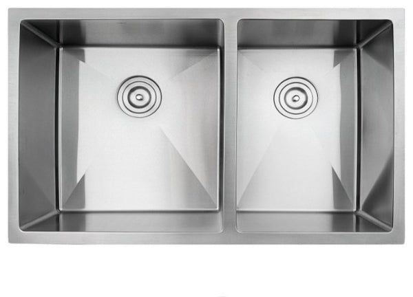 32.75" x 19" 60/40 Double Bowl Undermount 16 Gauge 304 Stainless Steel Kitchen Sink
